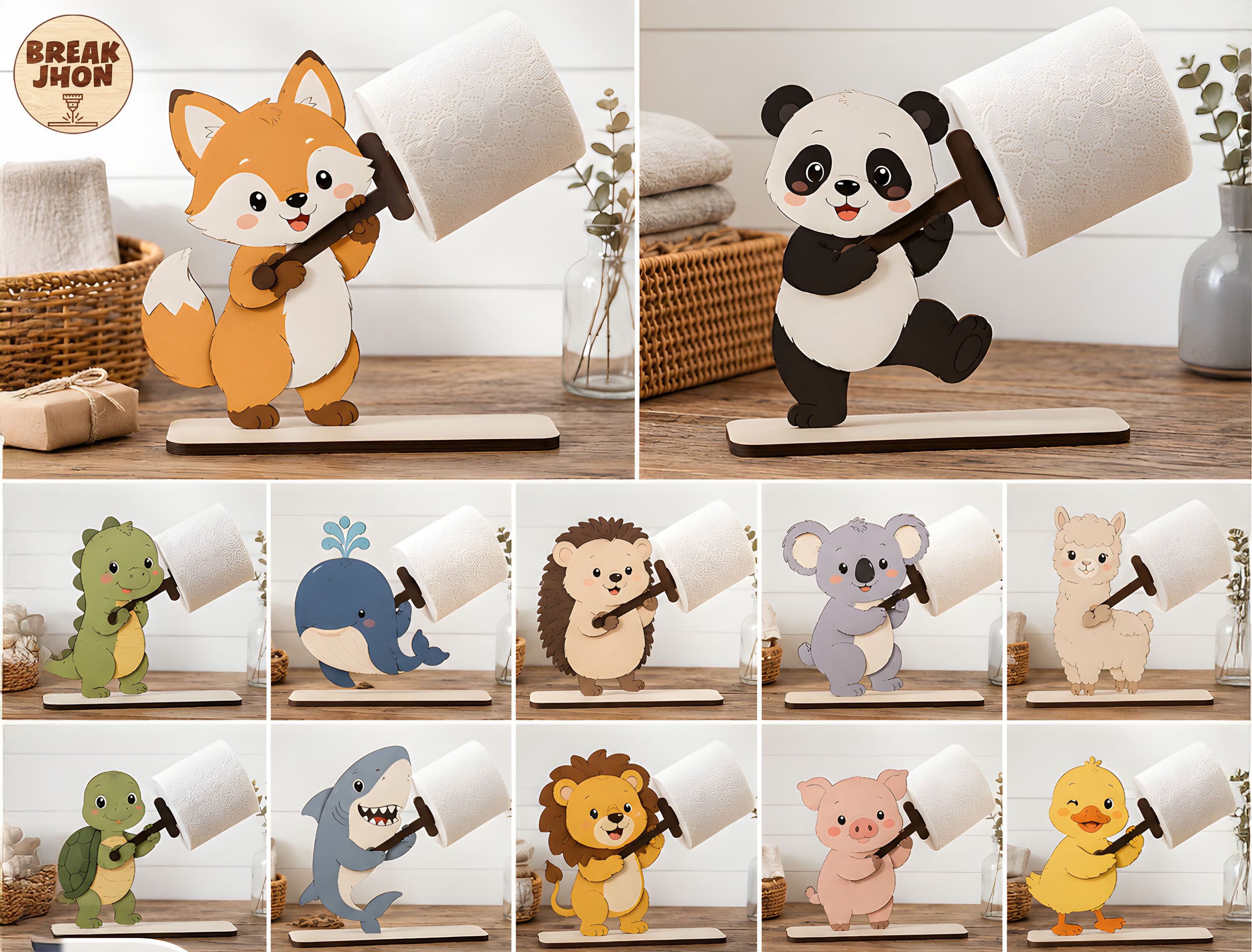 Animal Toilet Paper Holder SVG Bundle