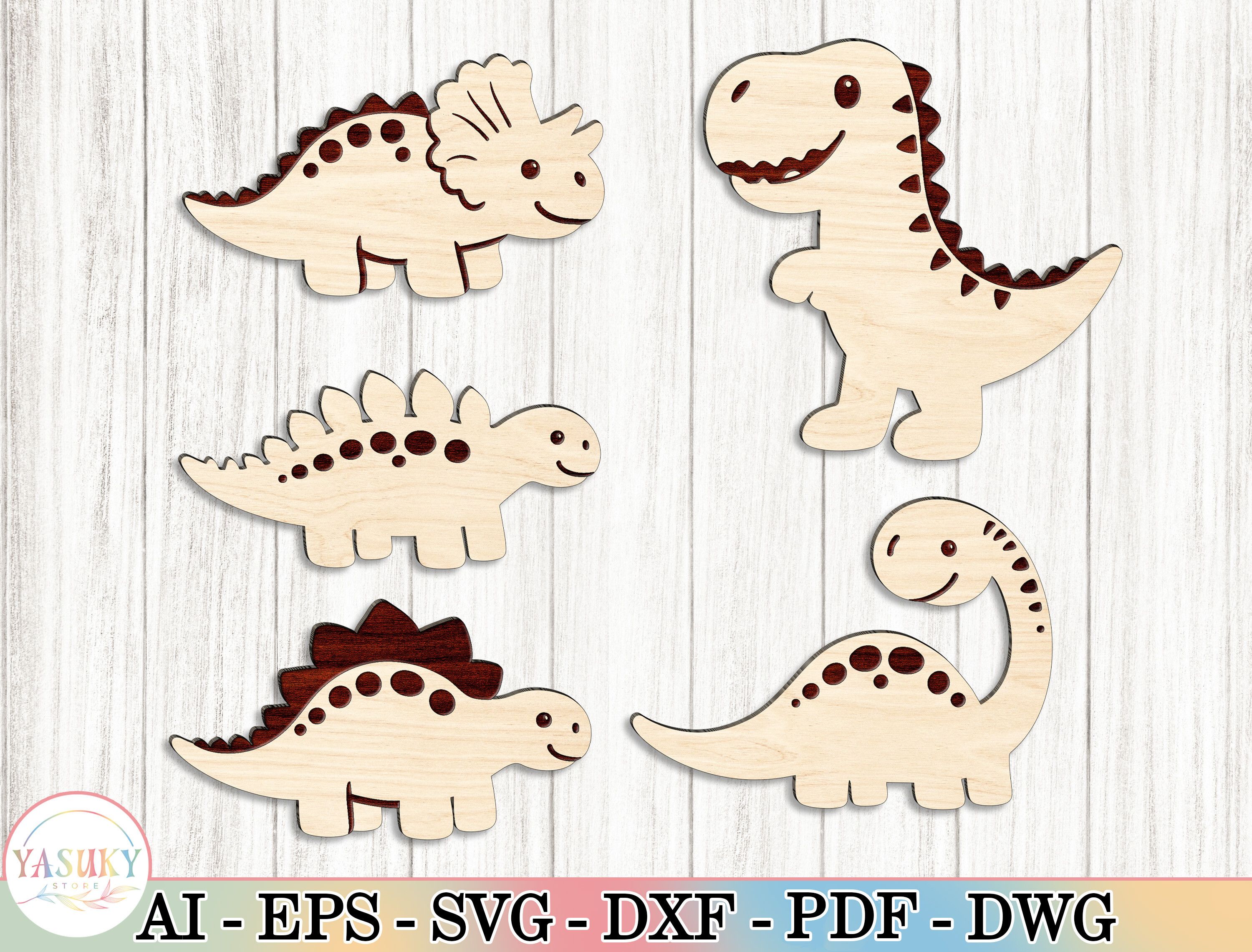 Dinosaur Laser Cut File SVG Bundle