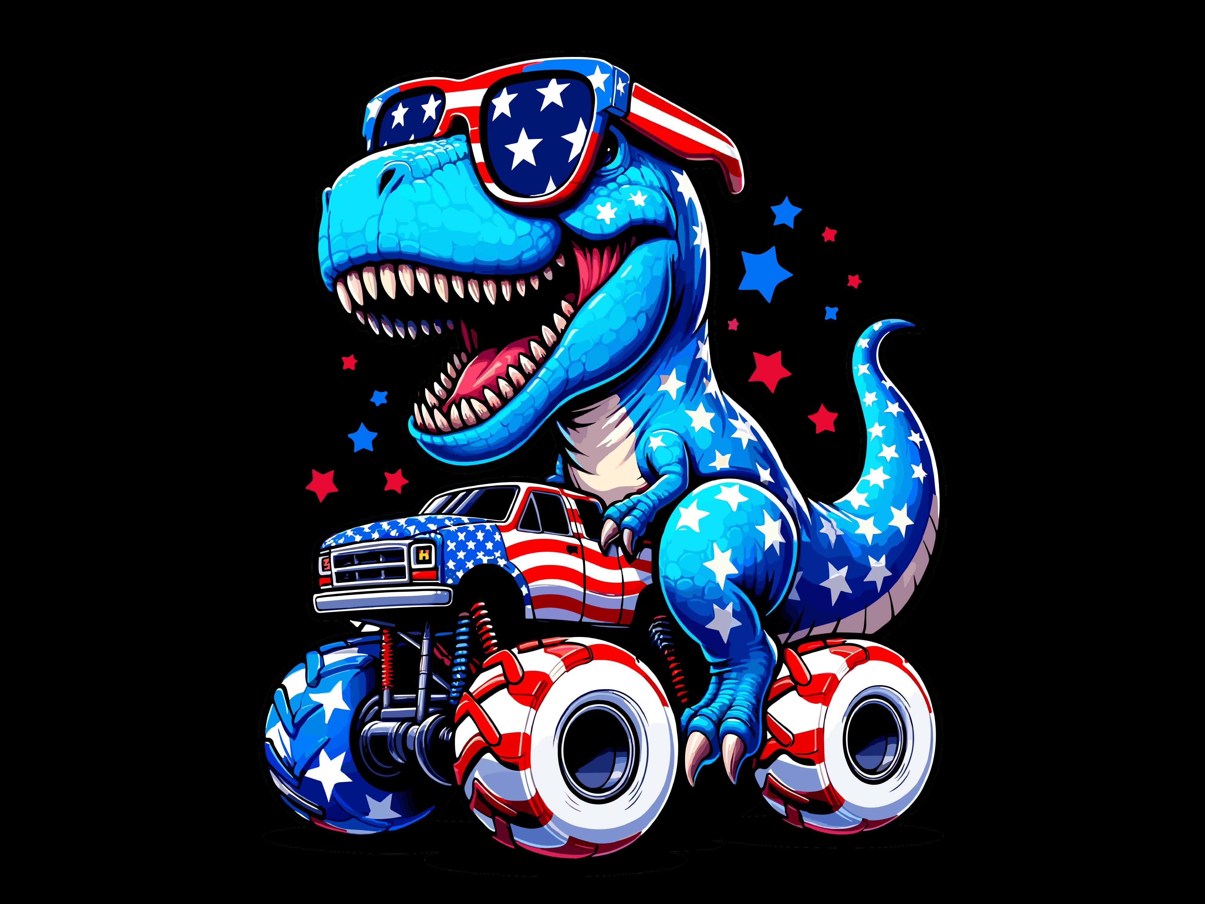 T-Rex Riding Monster Truck 4th of July