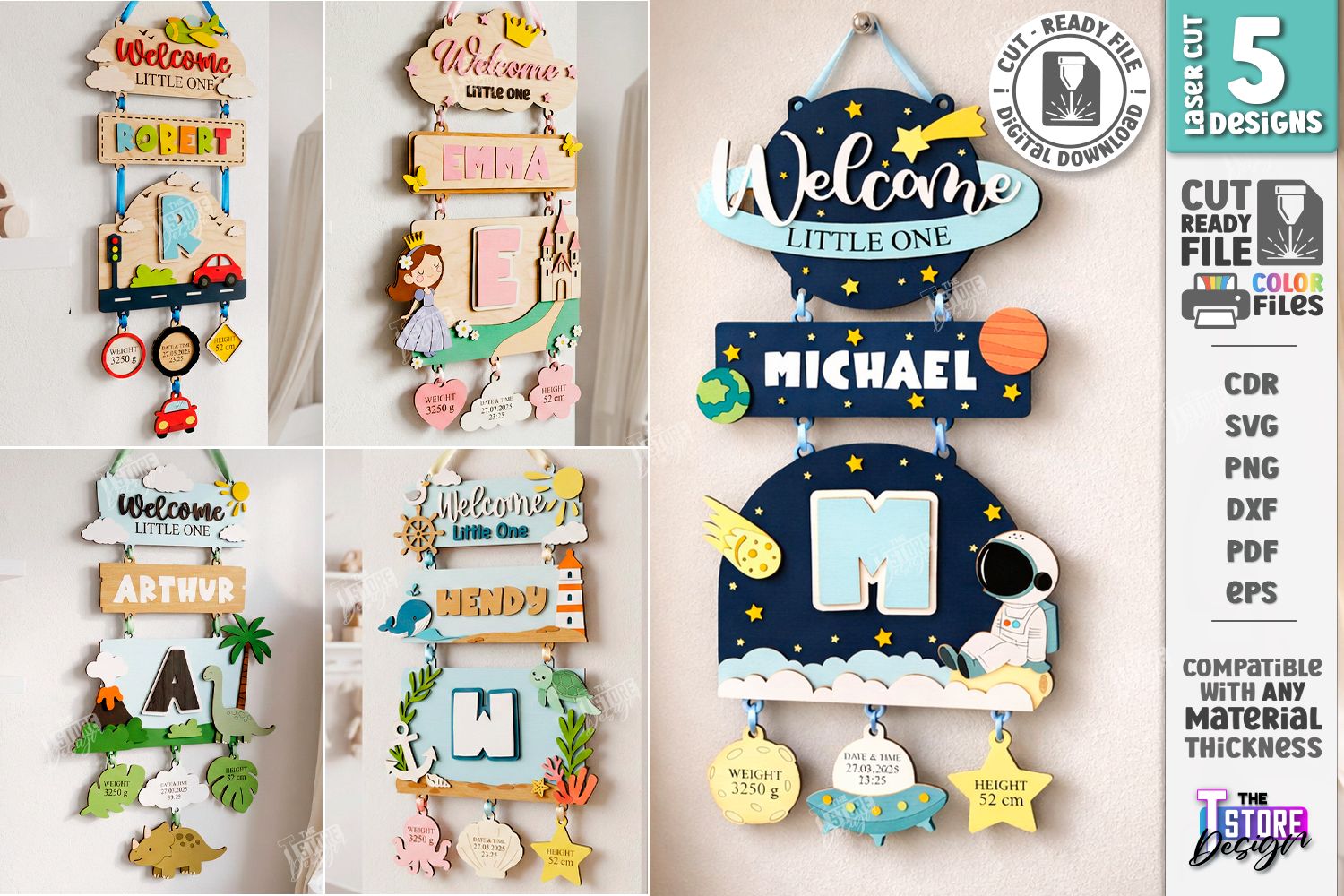 3D Nursery Layered Wall Signs Bundle CNC