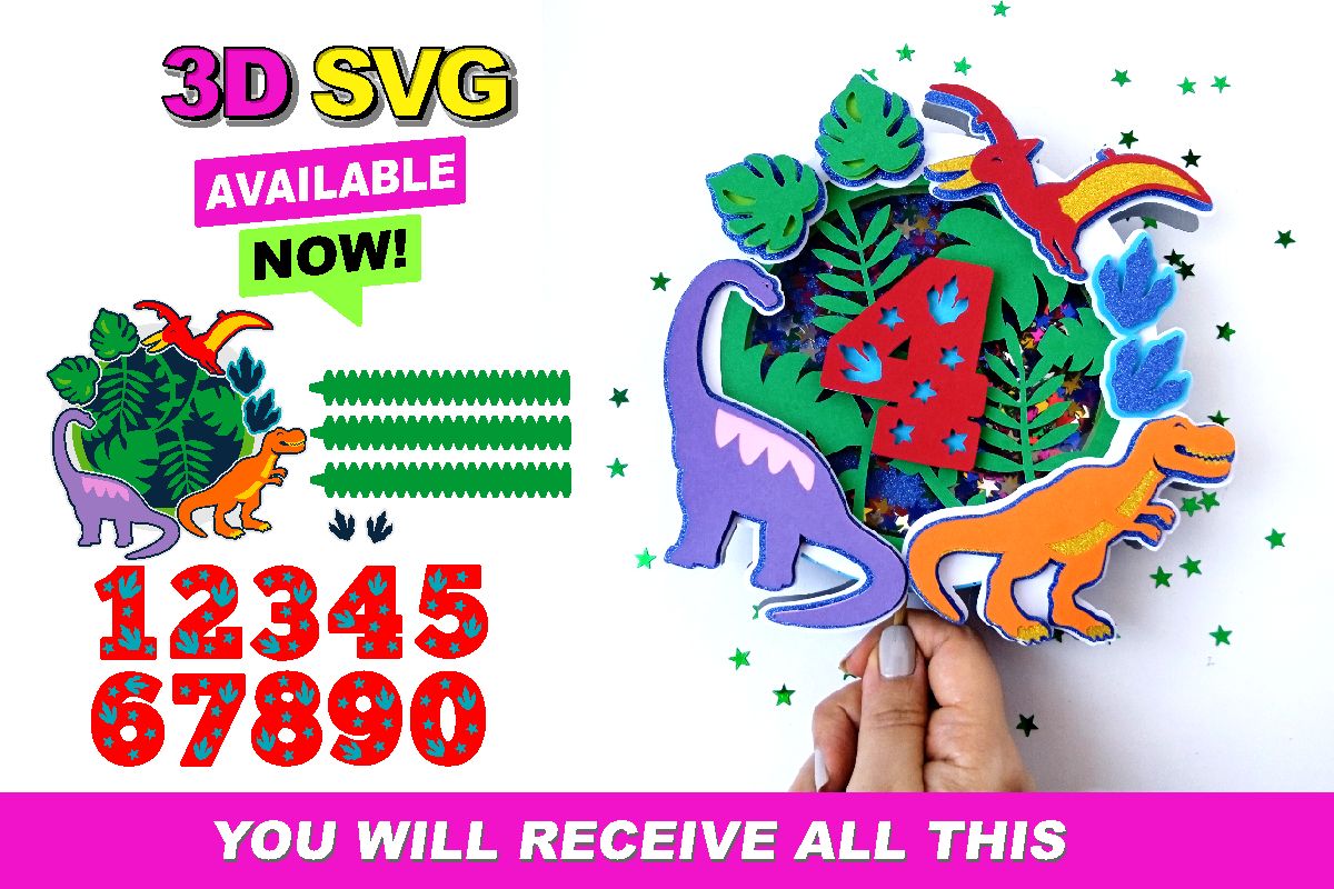 Shaker Cake Topper SVG Dinosaur